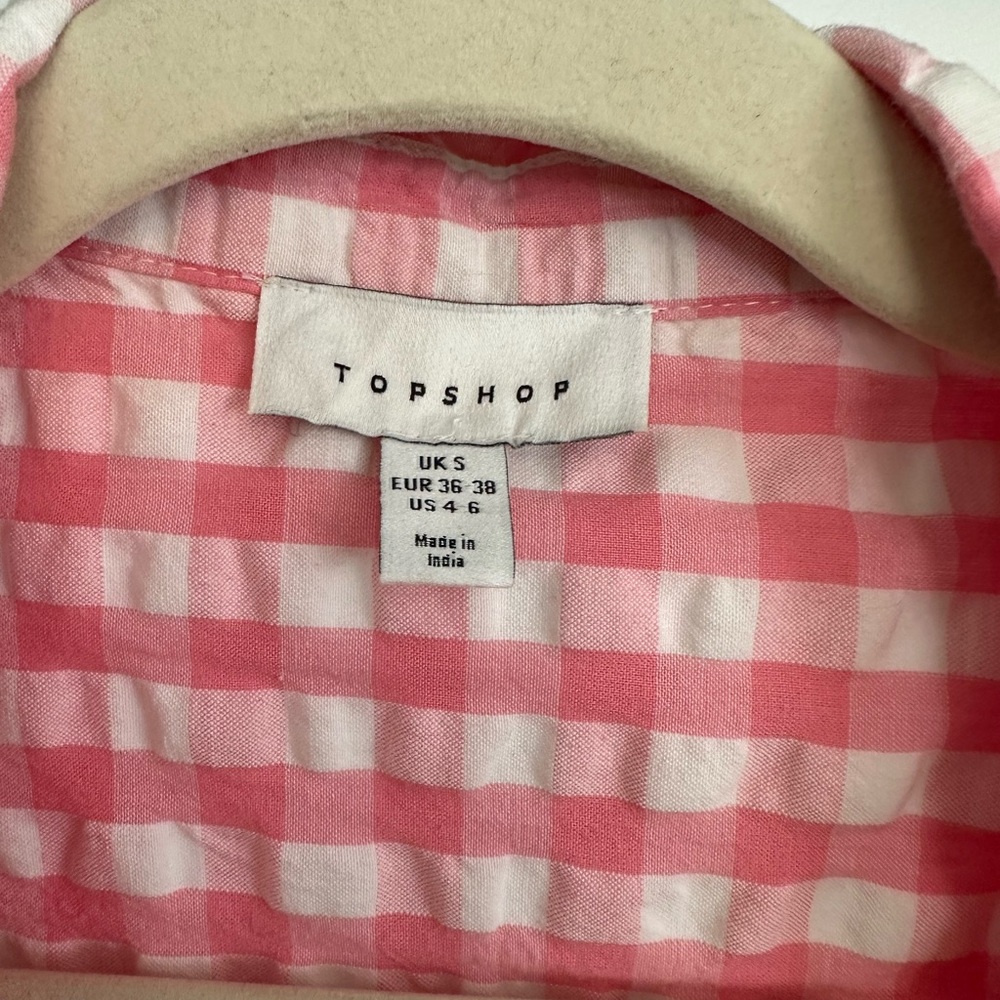 Topshop women’s pink and white gingham top - Picture 2 of 4